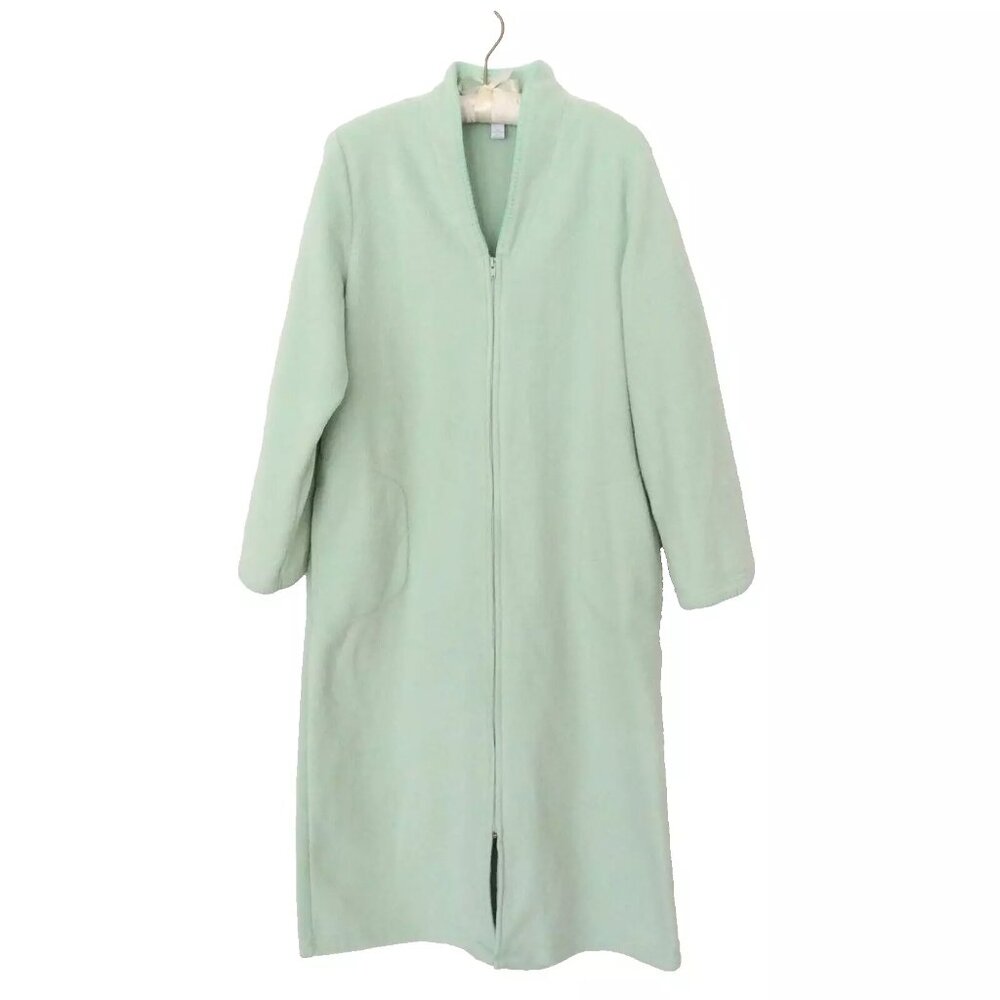 Charter Club Full Zip Plush Fleece Robe Mint Green Size Medium